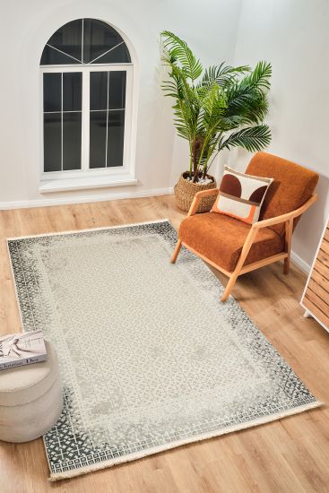 Perre75 Beige Cream Patterned Scandi Area Rug