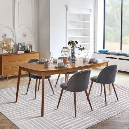 Cunda75 Grey Cream Patterned Scandi Area Rug