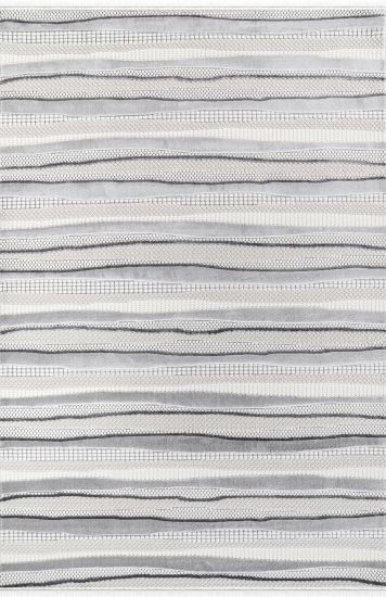 Boyut75 Cream Grey Modern Stripes Area Rug