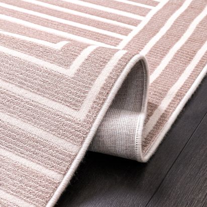 Cunda75 Beige Cream Patterned Scandi Bedroom Rug