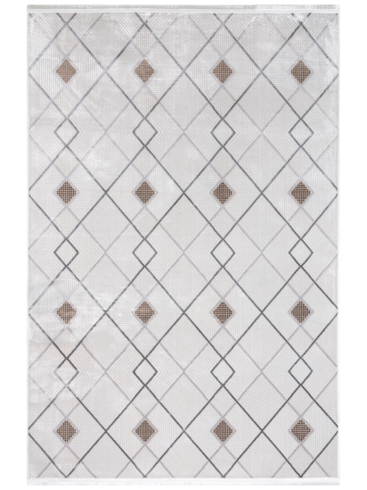 Arti Cream Grey Geometric Living Room Rug