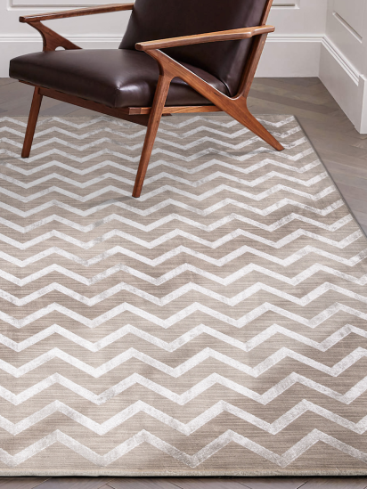 Infinic Brown Grey Chevron Indoor Rug