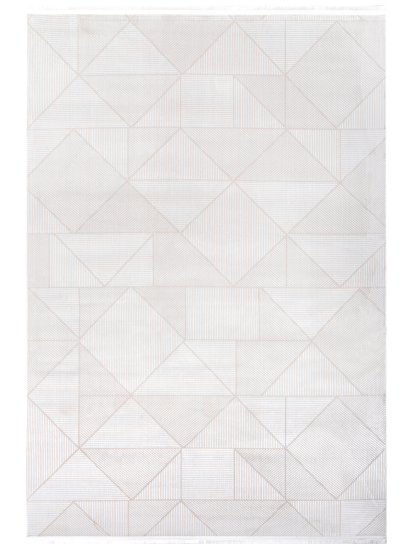 Arti Cream Beige Geometric Bedroom Rug
