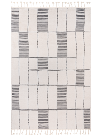 Vetona Cream Grey Patterned Bedroom Rug