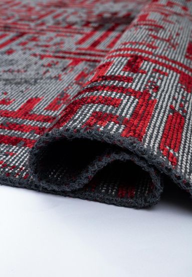 Breeze Grey & Red Distressed Area Rug