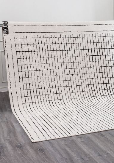 Medallion Cream Stripes Bedroom Rug