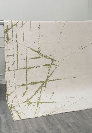 Rose Cream & Green Abstract Bedroom Rug