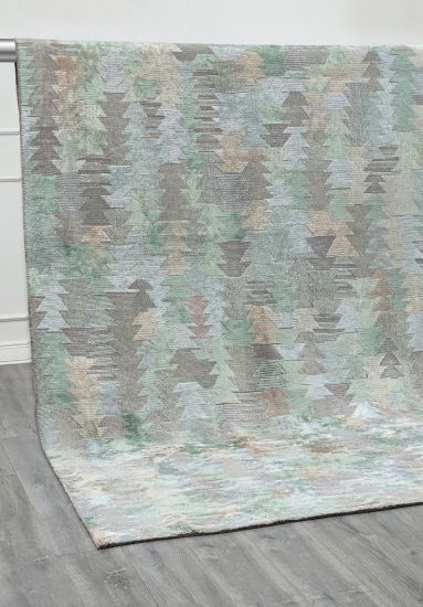 Bergama Green & Beige Abstract Living Room Rug