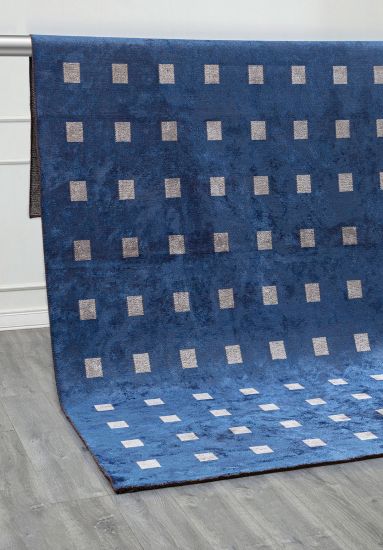 Zen Blue & Cream Geometric Living Room Rug