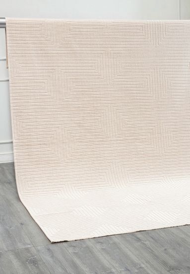Ethereal Cream Geometric Bedroom Rug