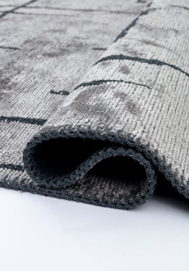 Grey & Black Glimmer Abstract Living Room Rug