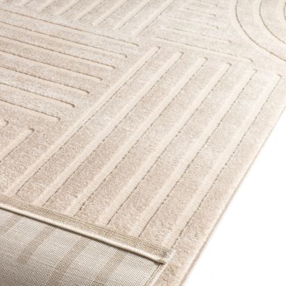 Flute Beige Geometric Living Room Rug