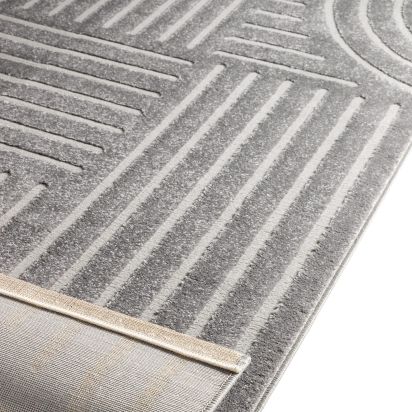 Geometric Grey Flute Outdoor Rug