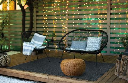 Flashy Black Plain Outdoor Rug