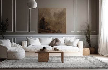 Exquisite White Black Vintage Living Room Rug