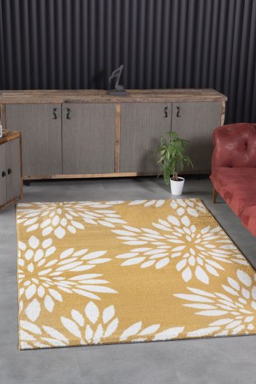 Yellow & White Astral Floral Rug