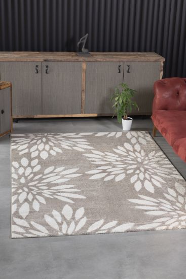 Brown & White Astral Floral rug