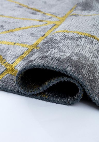 Lush Grey & Yellow Geometric Living Room Rug