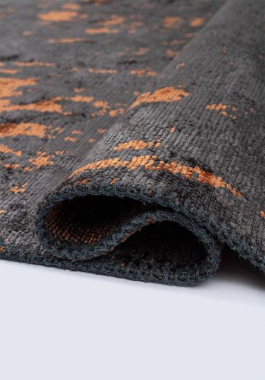 Celesta Grey & Orange Abstract Dining Room Rug