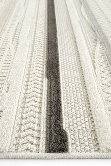 Arpeton Cream Beige Stripes Living Room Rug