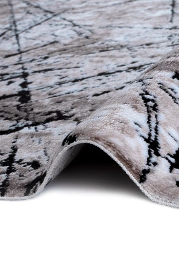 Toptrika Beige Black Abstract Area Rug