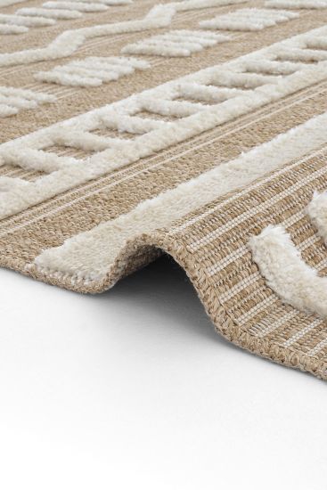 Saprite Brown Cream Geometric Scandi Indoor Rug