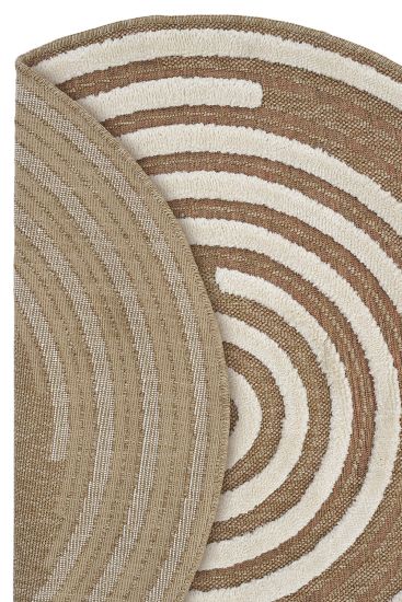 Saprite Brown Cream Geometric Living Room Rug