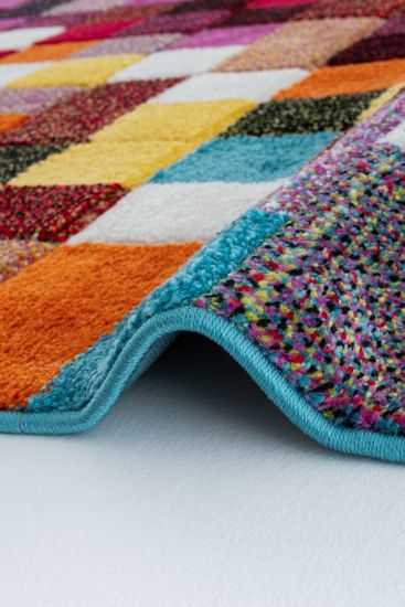 Cooptik Blue & White Geometric Bedroom Rug