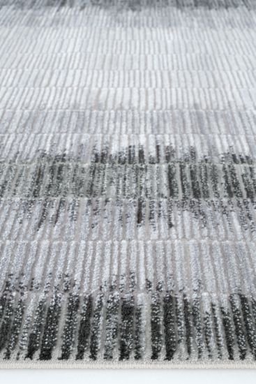 Norptis Grey Charcoal Modern Bordered Bedroom Rug