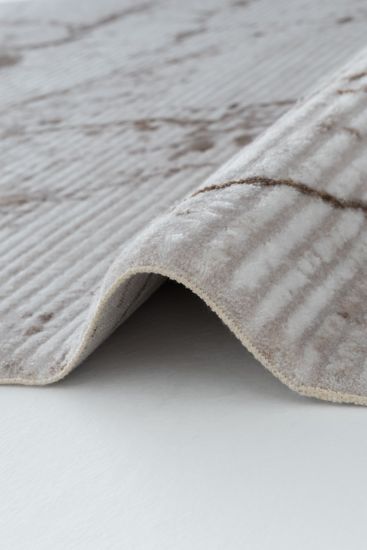 Norptis Cream Brown Abstract Bedroom Rug