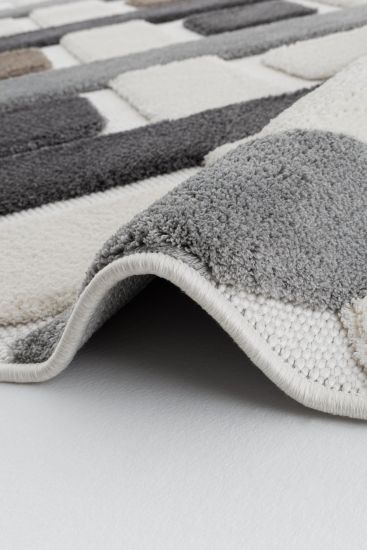 Loptis Cream Grey Modern Geometric Indoor Rug