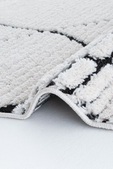 Paltino White Black Stripes Bedroom Rug