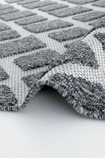 Osptar Grey White Modern Geometric Living Room Rug