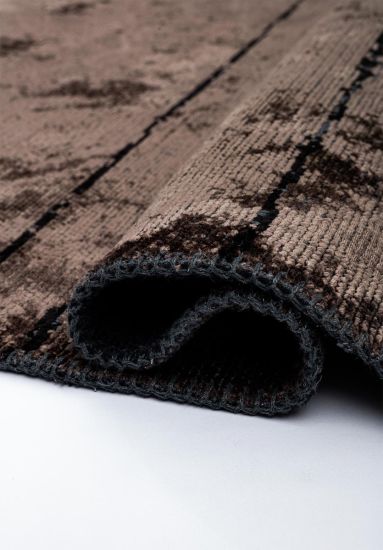Brown & Black Saffron Abstract Dining Room Rug