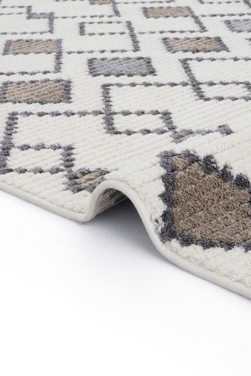 Vetpina Cream Charcoal Trellis Living Room Rug