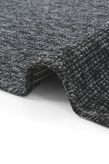 Milano85 Black Grey Plain Bedroom Rug