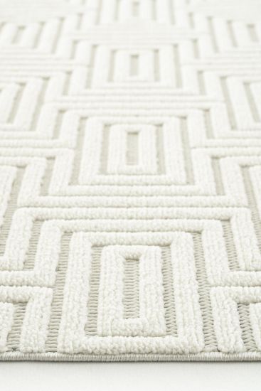 Haptiny White Modern Geometric Indoor Rug