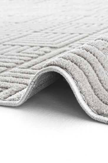 Stoptral Grey Modern Patterned Living Room Rug