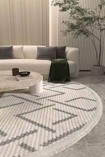 Vetpina Cream Grey Patterned Indoor Rug