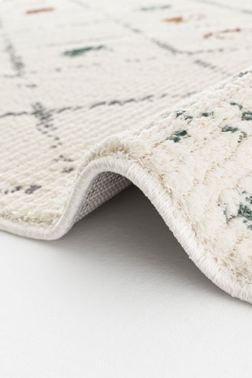 Peptal Cream Multicolour Bohemian Bedroom Rug