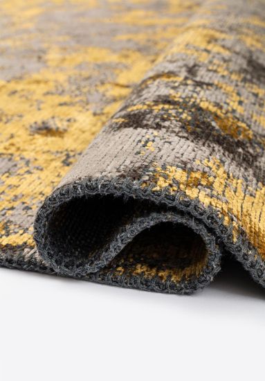 Zephyr Abstract Yellow and Brown Living Room Rug