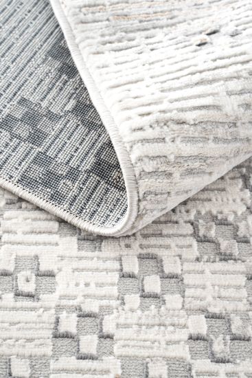 Verbina Grey Cream Bohemian Bedroom Rug