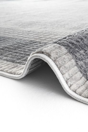 Verbina Grey Modern Bordered Bedroom Rug