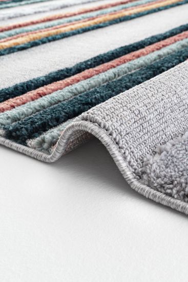 Paltino Grey Multicolour Modern Stripes Area Rug