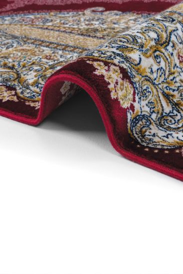 Zerabi85 Beige Red Oriental Bordered Bedroom Rug