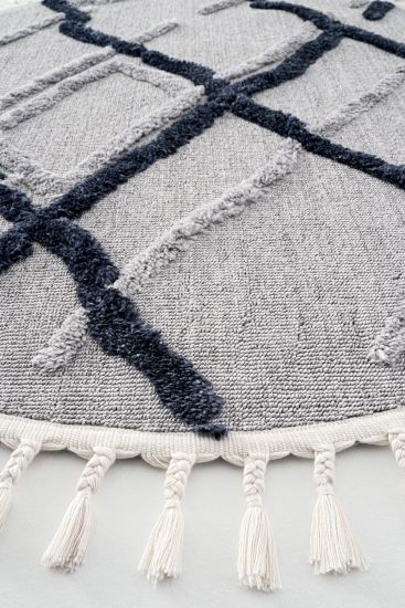 Paltino Grey Charcoal Patterned Bedroom Rug