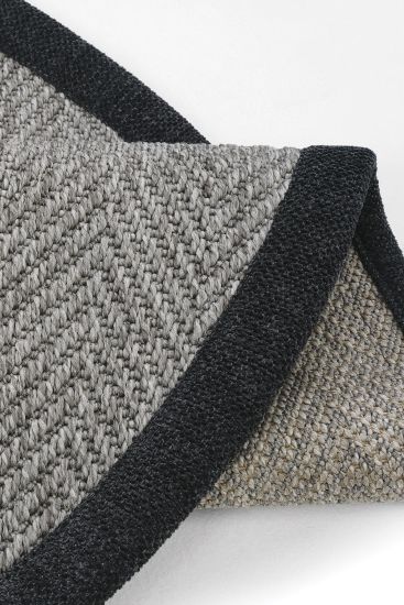 Sisal85 Black Grey Plain Living Room Rug