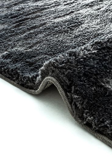 Soptal Black Plain Shaggy Bedroom Rug