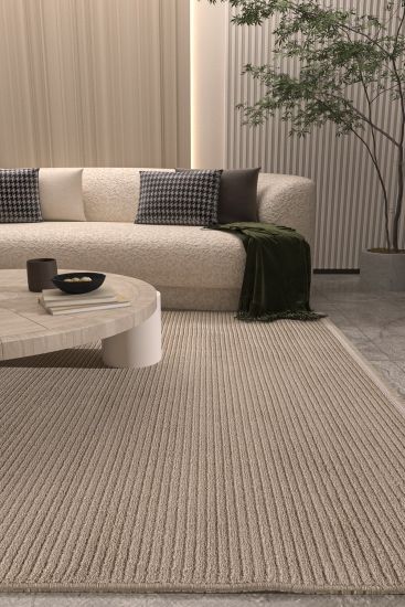 Vetpina Brown Plain Stripes Indoor Rug