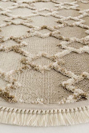 Saptrika Brown Beige Patterned Bedroom Rug